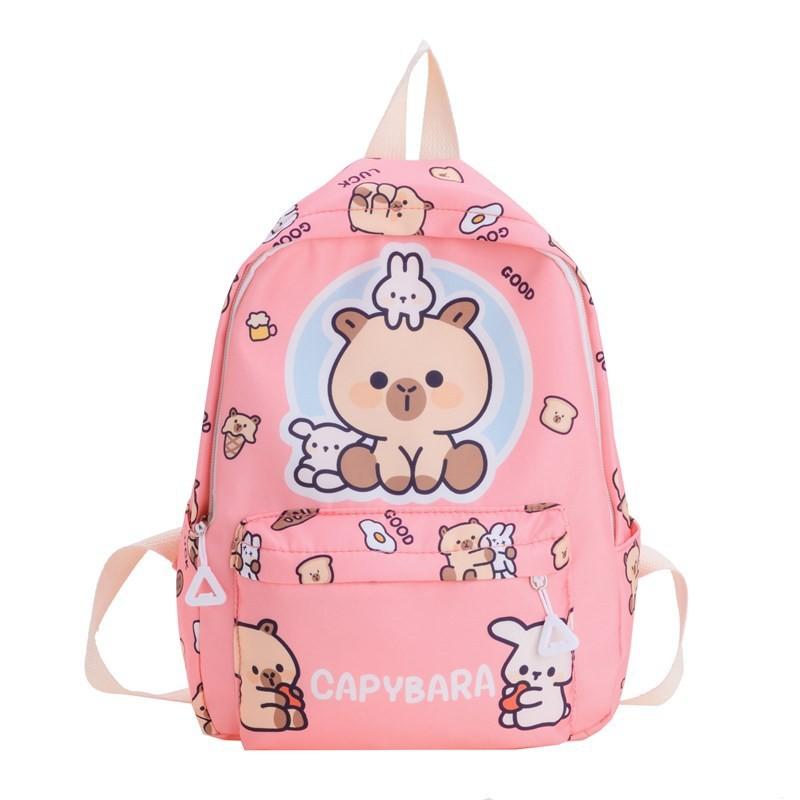 Print Animal Charming Capybara Backpack Breathable Nylon Kids School Bag For Preschool And Children Young