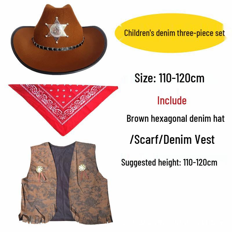Western Cowboy Halloween Costume Set for Adults & Children - Perfect for Parent-Child Performances