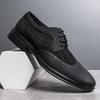 Summer Men Business Dress Shoes Pointed Mesh Breathable Casual Leather Shoes Lace Up Business Block Shoes Sizes 38-46 Men Shoes