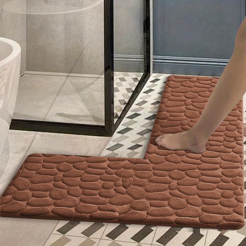 

Впитывающий коврик для ног в ванную, коврик для ванной комнаты L-образной формы из пушистого фланеля, толстый нескользящий коврик для пола в ванной, придверный коврик 120x80x45cm коричневый
