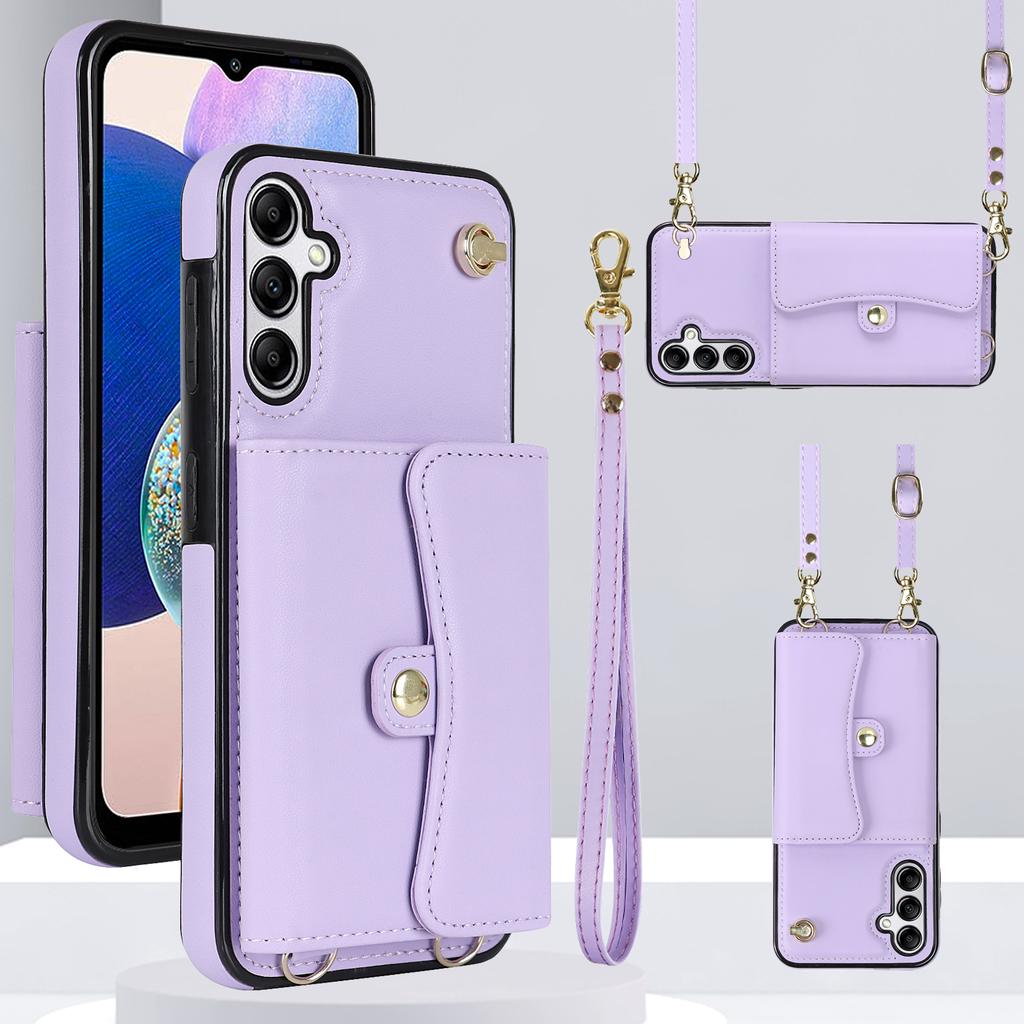 Crossbody Shoulder Strap Wallet Credit Card Solt Case for Samsung Galaxy A14 A54 A53 A73 A13 A52 S23 Ultra S22 Plus S21 Cover