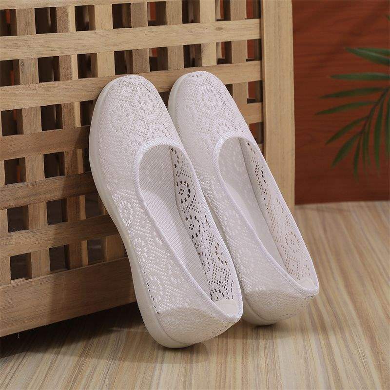Nurse Shoes Women's White Flat-heeled Beauty Shoes Little White Shoes Old Beijing Cloth Shoes Flat-soled Women's Shoes Work Shoes