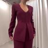 Elegant Womens 2-Piece Suit Set Blazer Trousers Office Wear