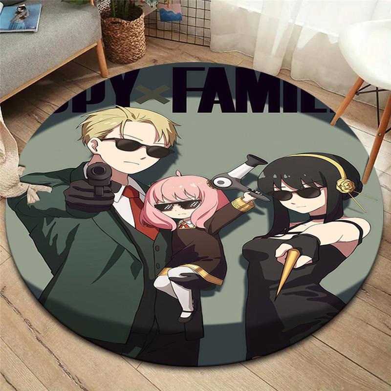 Spyfamily Round Area Rug Carpet Rug For Living Room Bedroom Sofa Playroom Decor Nonslip Floor Mat