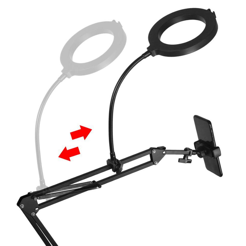 Overhead Phone Stand Adjustable Desk Camera Mount with Fill Light for Live Streaming
