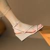 Fashion Women's Summer Wedge Sandals Solid Color Dress Shoes Women Fashion Square Toe Ankle Strap Sandals Women Sexy High Heel Sandalias