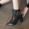 Neue Frühling Herbst Damen Pumps Stiefel Hohe Qualität Seitenreißverschluss Europäische Damenschuhe PU Hohe Absätze Stiefel Schnelle Lieferung