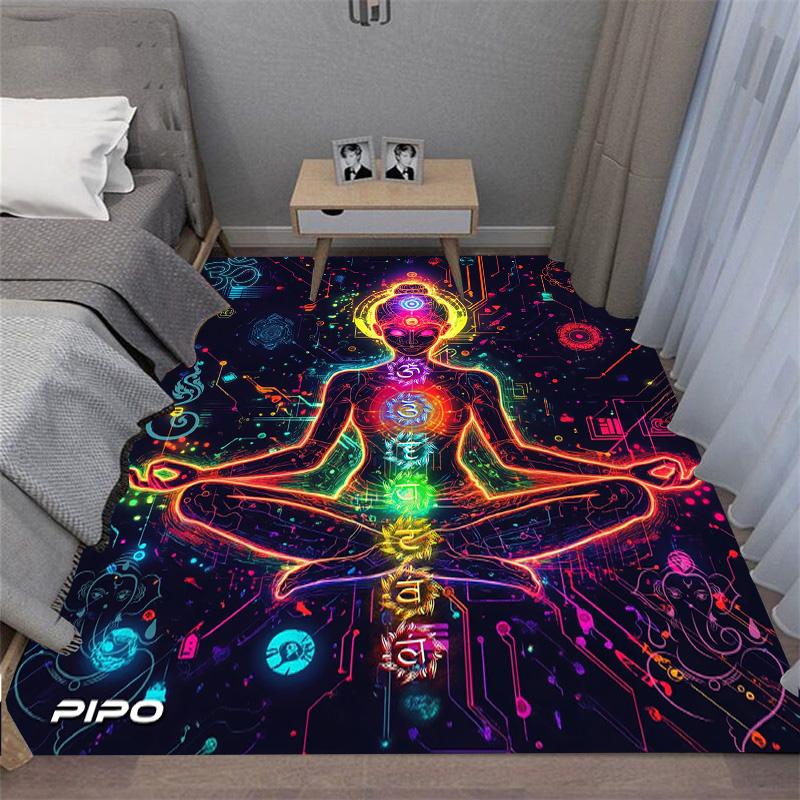 Meditace na jógu Koberec Duha 7 čaker Dekorace do obývacího pokoje Podložka na podlahu Domácí Ložnice Protiskluzová Kuchyň Koberec Vana Omyvatelná rohožka
