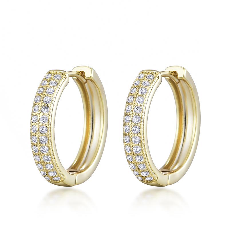 Classic Round Hoop Earrings For Women AAAA Zirconia Gold Color Elegant Wedding Huggie Ear Buckle Fashion Daily Jewelry Earrings
