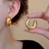 Vintage C-Shaped Acrylic Stud Earrings for Women Gold Silver Color Glossy Lightweight Earrings Female Fashion Simple Jewelry