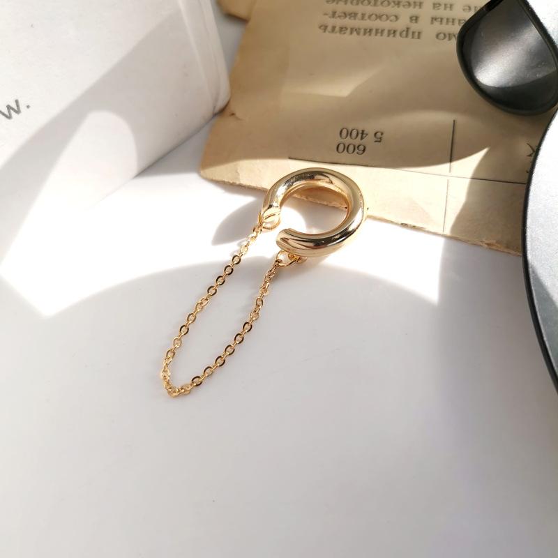 LATS Simple Fashion Punk Chain Ear Cuff for Women Clip on Earrings Gold Color Ear Cuff Non-Piercing Earring Trendy Zircon Gift