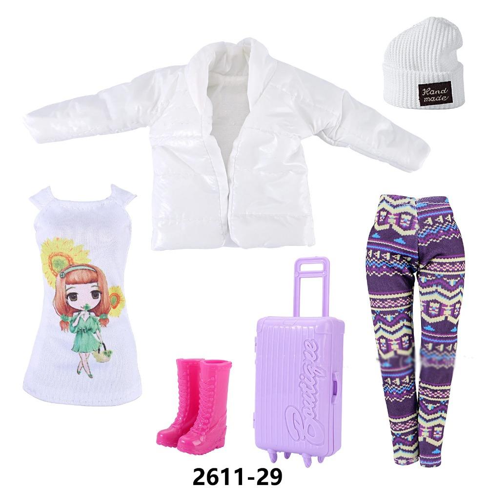 30cm Doll Clothes Fashion Luxury Fur Collar Waist Leather Trench Coat Jacket Pants Skirt Set For 1/6 Supermodel Doll Accessories