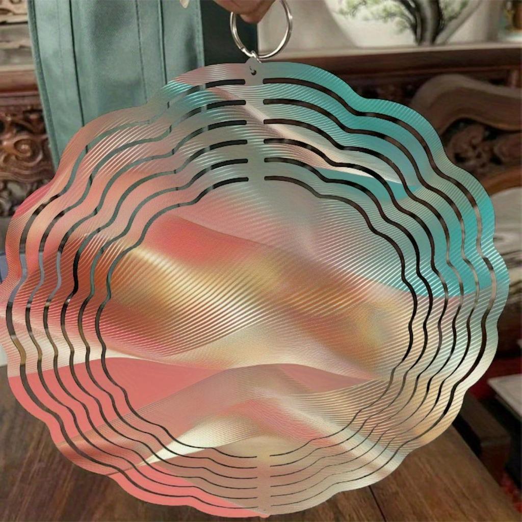 10 Inch Hanging Wind Spinner with Light Wave Pattern 360 Degree Rotating Hook for Garden Balcony Decor Spring Summer Gift Idea