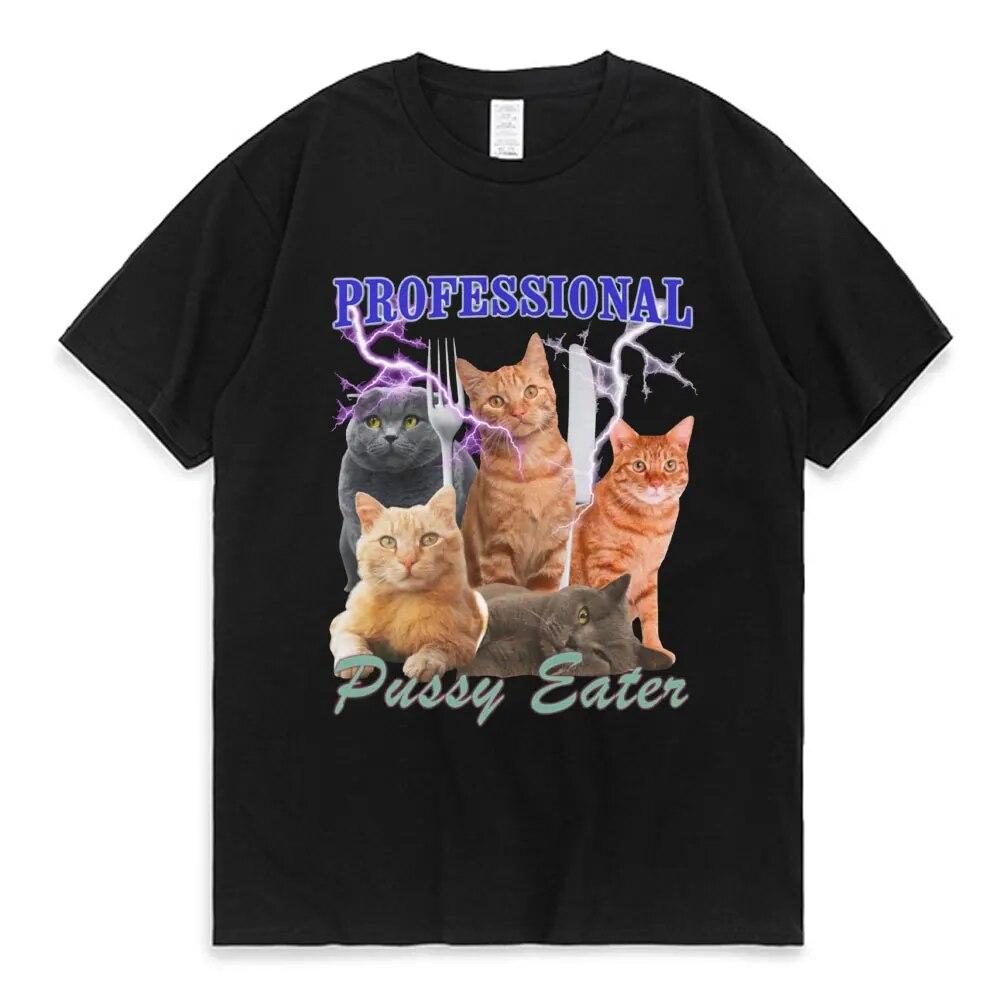 Camiseta profissional Pussy Eater Funny Cat Lover, unissex, roupas femininas, moda, algodão, casual, grande, camiseta streetwear