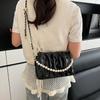 Pearl Chain Underarm Bag Women's Fashion Pleated Shoulder Bag New Messenger Bag