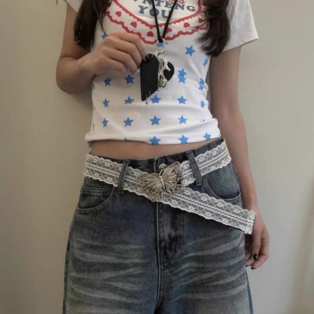 Korean Style Lace Waistband Elegant Dress Jeans Belt Unique Butterfly Waist Belt  Spicy Girls