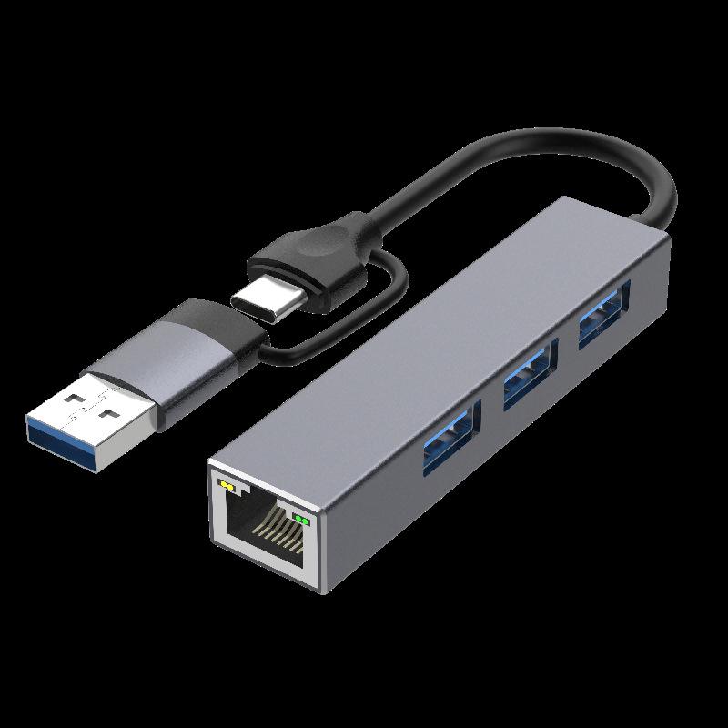 USB 3.0 Hub with Gigabit RJ45 Ethernet and 100Mbps Network Card