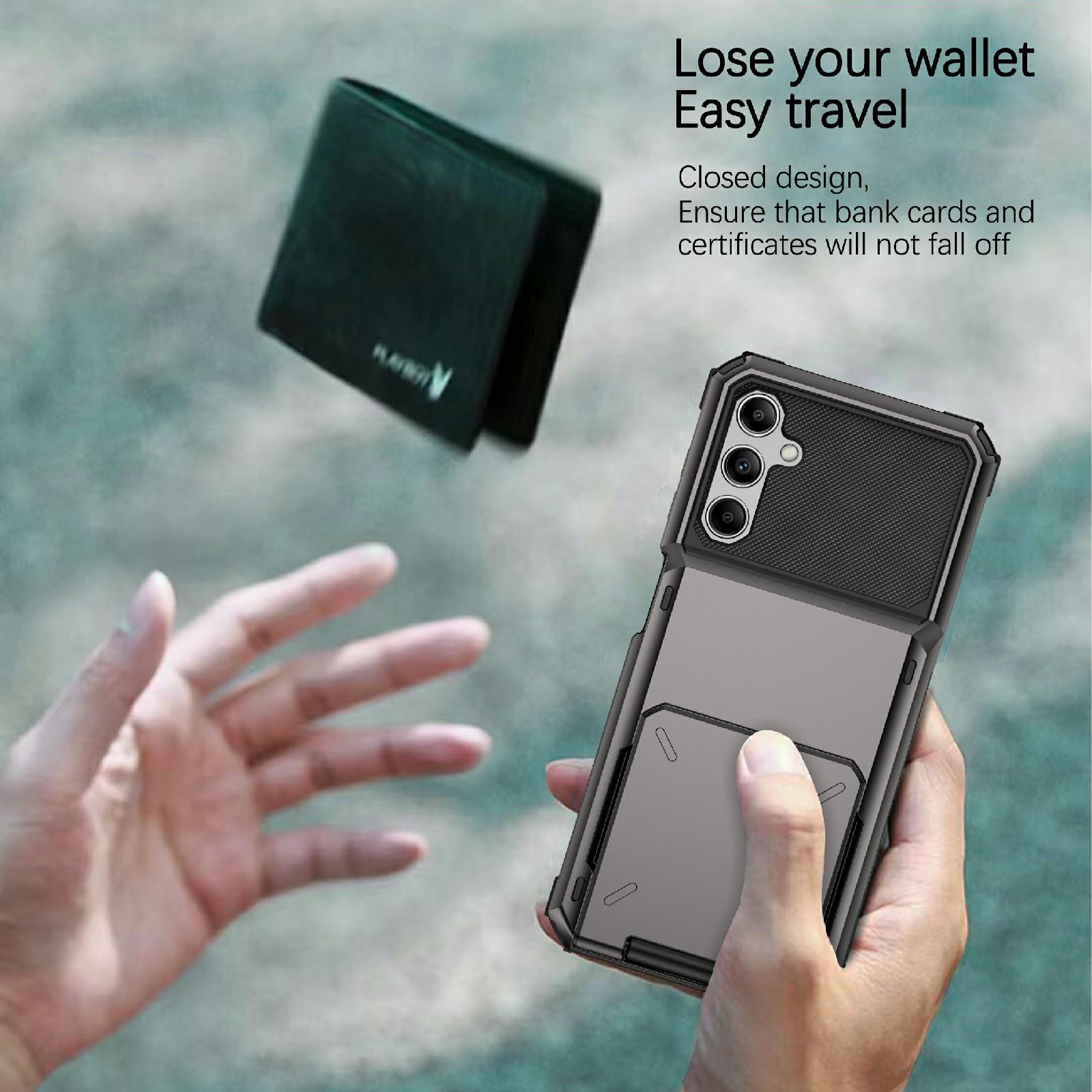 

For Samsung Galaxy A54 5G TPU+PC Phone Case Cellphone Flip Card Holder Protective Shell Black
