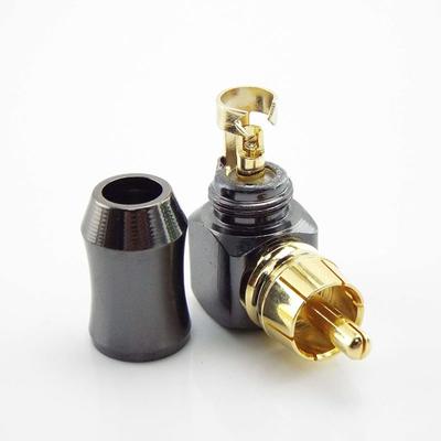 90stupňový RCA samec konektor Audio adaptér Konektory Pozlacený terminál pro 6,2mm reproduktorový kabel Typ L