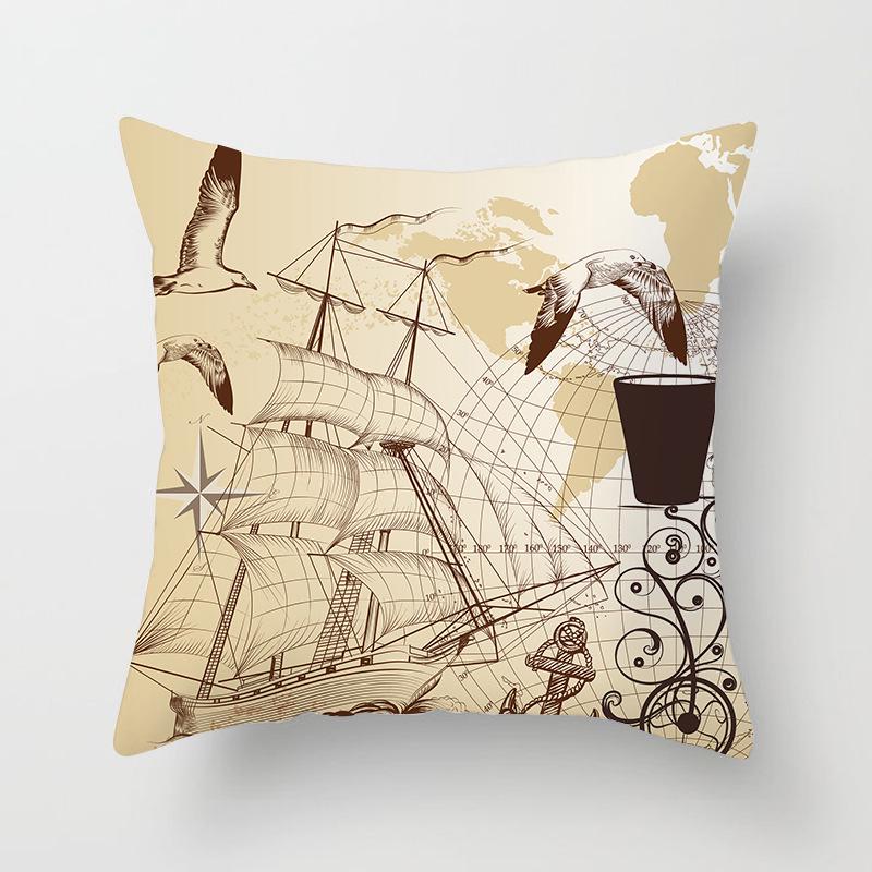 Ins Home Supplies Hand-painted Ocean Car Pillow Office Cushion Cover