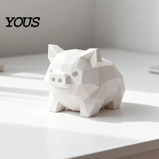 Minimalist Animal Decor 3D Printed Geometric Piglet Figurine, Modern Statue, Pig Sculpture, Matte Sculpture Compact Ornament for Home Office