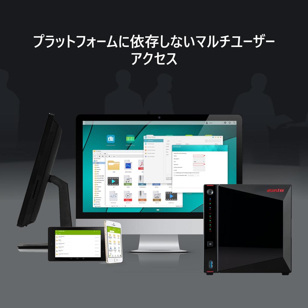 ASUSTOR ASUS Subsidiary NAS Kit 4 Bay AS5404T Nimbustor 4 Gen2 NvMe SSDx4 Slot Intel Celeron N5105 Quad Core High Speed Port DDR4 4GB Memory HDMI