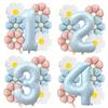 7pcs Matte Finish Daisy Balloon Number Wedding Decor Birthday Party Decoration Aluminum Foil Balloon Baby Shower Decorations
