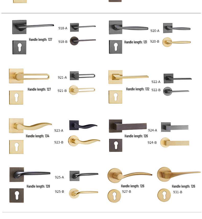 Brass Indoor Magnetic Silent Door Handle for Bedroom & Bathroom