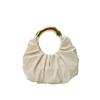 Fashion Ruched Faux Leather Women's Hobo Bag Gold Metal Handle Clutch Bags Elegant Evening Handbag for Party and Formal Events