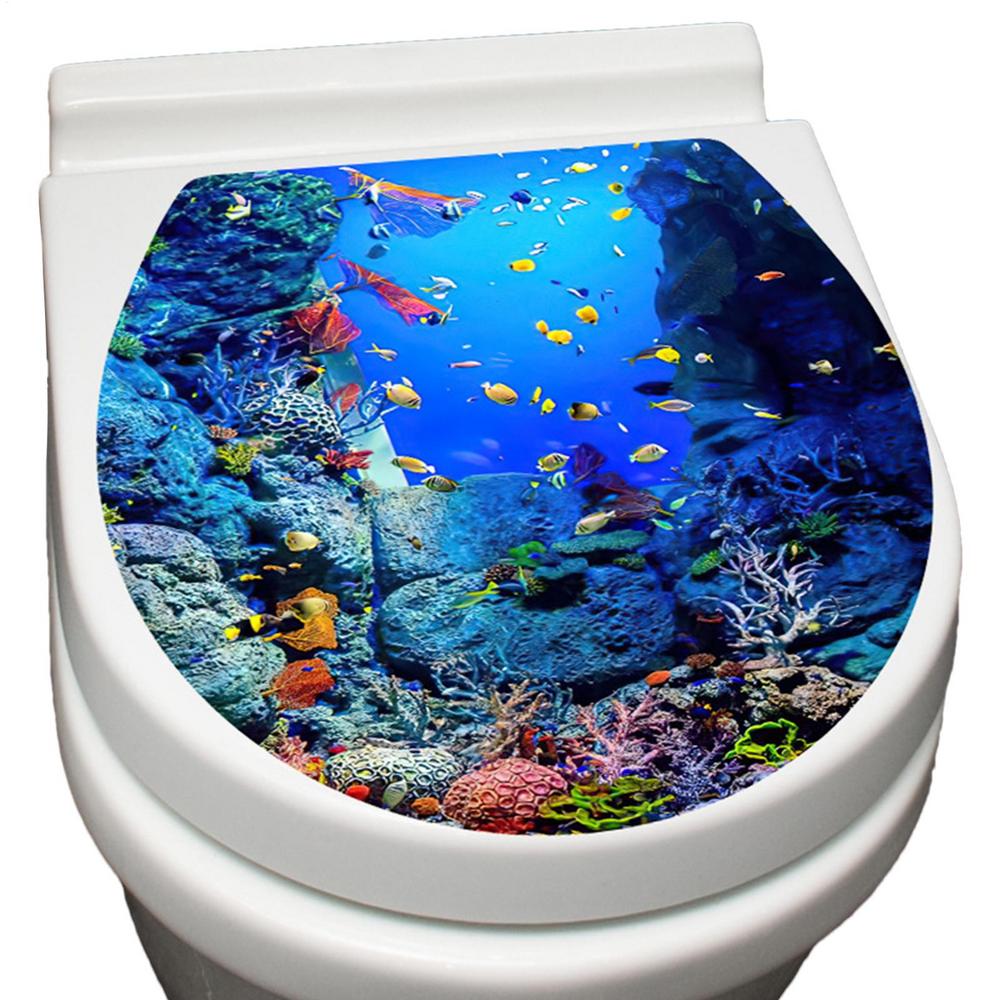Toilet Sticker Decal Sea Theme Toilet Sticker Wall Stickers Murals Bathroom Decals Easy Maintenance Toilet Decal decoration