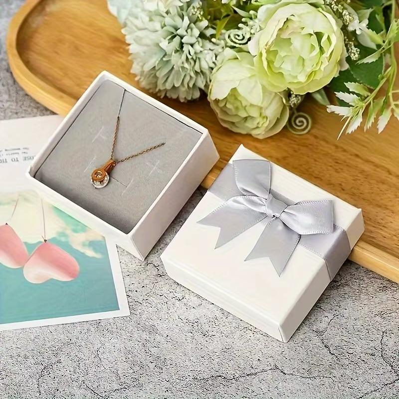 24pcs Bow Jewelry Boxes Necklaces Earring and Ring Jewelrys Display Case Cardboard Storage Box Valentine's Day Jewelry Packaging