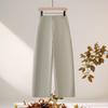 Women's Khaki High-Waisted Cropped Wide-Leg Pants - Petite, Spring/Autumn 2026