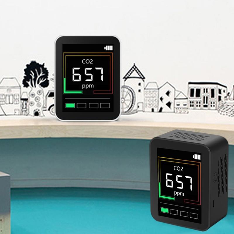 Professional Air Quality Monitor CO2 Detector Real-Time Reading Multifunctional Air Pollution Tester for Greenhouse
