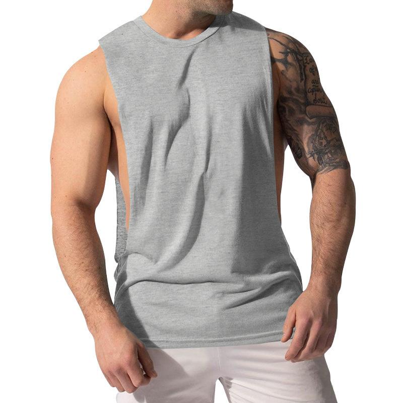 Men Muscle Fit Sleeveless Tank Top With Side Cutout Workout Gym Shirt