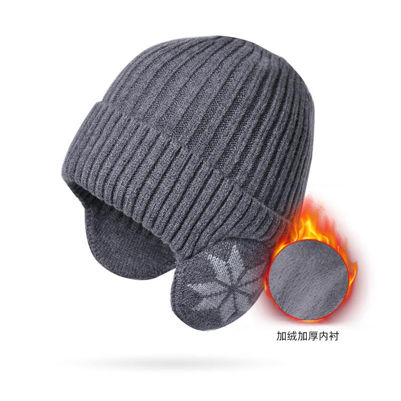 Winter warm knitted wool hat men's fleece thickened hat women's Korean version outdoor cycling ear protection headgear