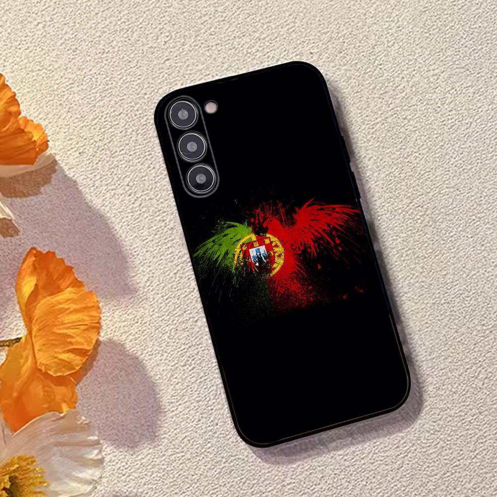 P- Portugalská vlajka Fotbalová podpora Pouzdro na telefon Černý silikon Měkké Pro Samsung Galaxy A73,A72,A71,A70,A53,A52,A51