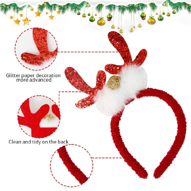 Cartoon Reindeer Headbands with Antlers and Ears Child's Christmas Hair Accessory Festive Hair Accessory for Kids