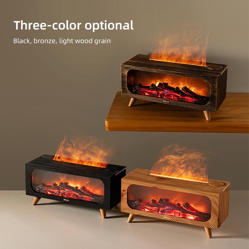USB Simulated Fireplace Flame Humidifier & Night Light for Home & Bedroom