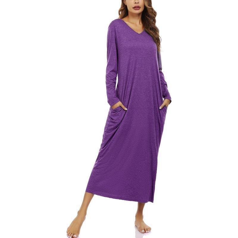 Women's Long-Sleeve Cotton Nightgown Pajamas