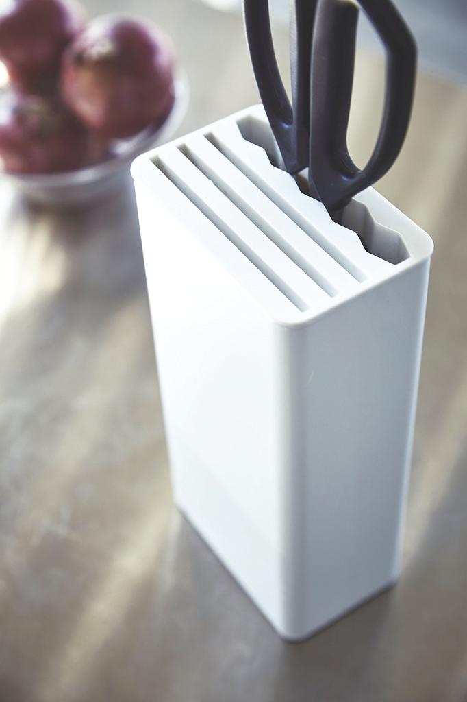 Yamazaki Jitsugyo Kitchen Knife Scissors Stand White W11 X D7 X Tower Knife Holder Knife Stand 3512 & Approx. H22.3cm