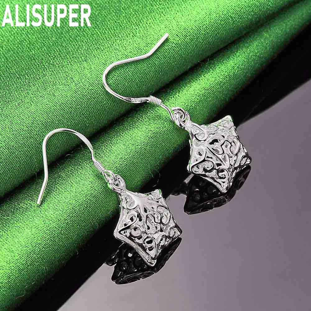Exquisite 925 Sterling Silver Openwork Five-Pointed Star Pendant Earrings - Fashion Gift Jewelry