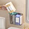 Practical 2 In 1 Wall Mounted Tissue Box No Punching Space Saving Tissue Storage Box Plastic Paper Towel Holder Bathroom
