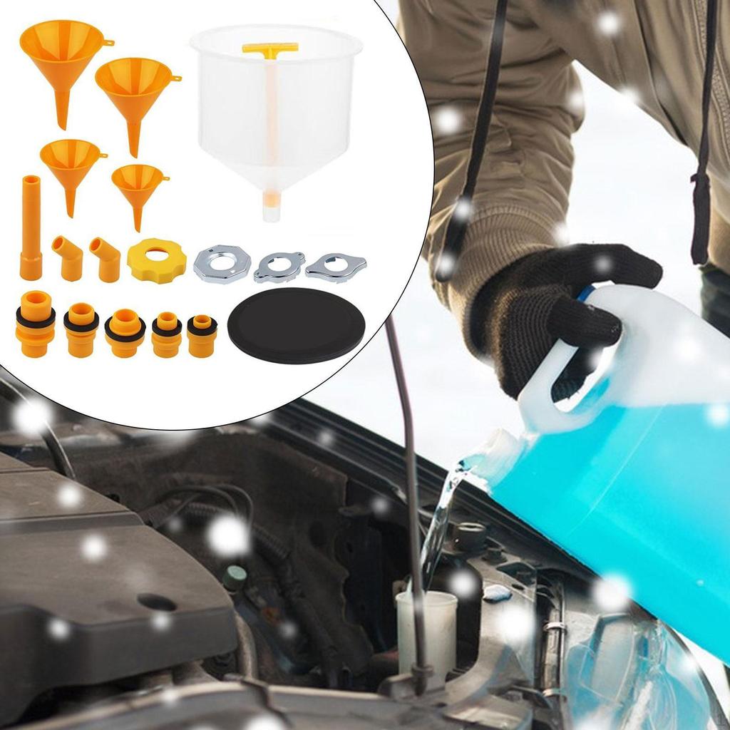19 Pieces Coolant Funnel Kit with Adapters Car Professional Sturdy Easy Installation Radiator
