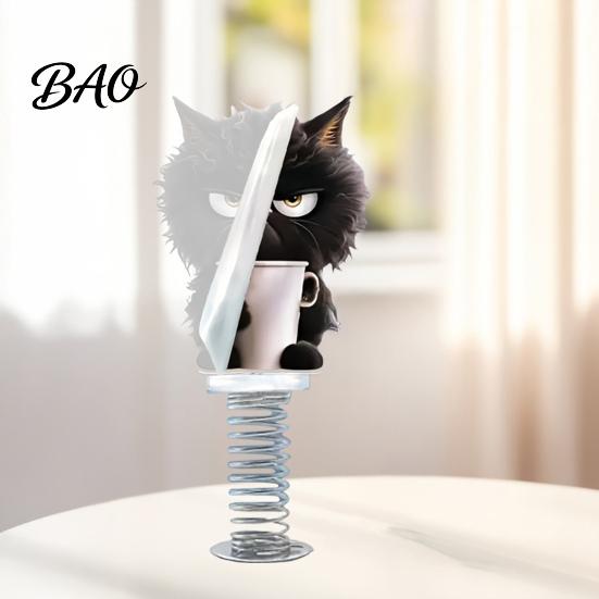 Funny Vehicle Wobble Decor Cute Cat Car Dashboard Decorations with Spring Swing Design, 2D Flat Acrylic Kitten Vivid Figurines for Ornaments,
