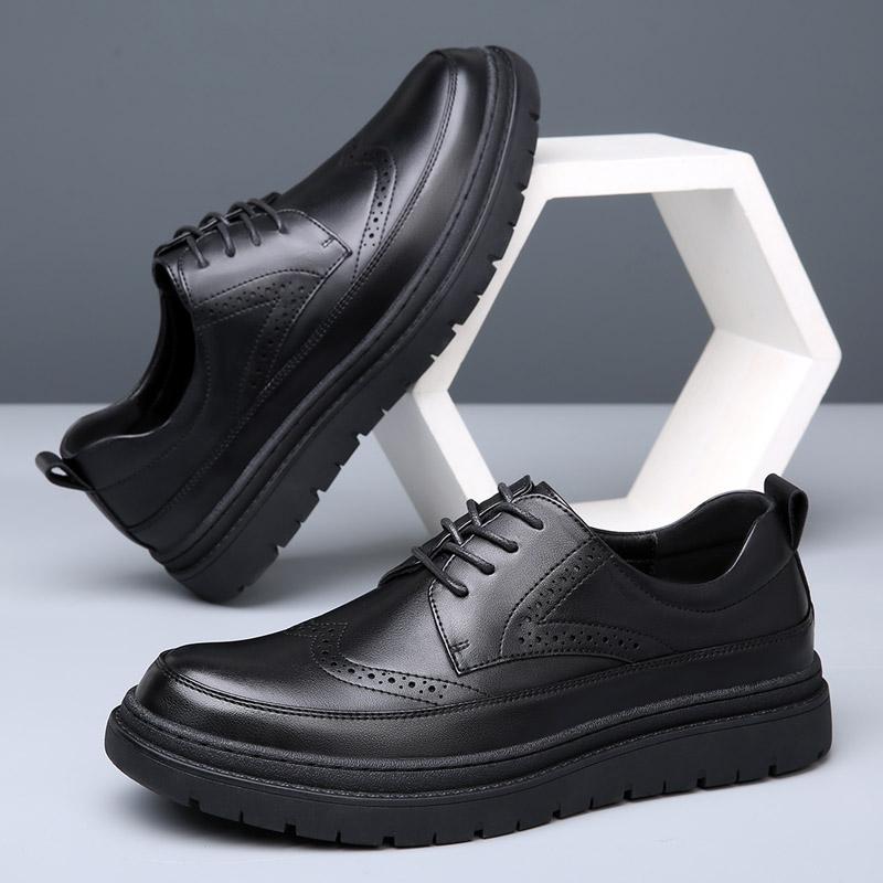 Fashion Spring New Handmade Men's Shoes Oxford Shoes Black Leather Brogue Men's Formal Leather Shoes Classic Business Formal Men's Shoes