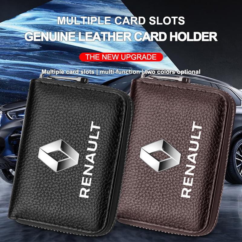 1 szt. Skórzany portfel na dowód tożsamości, prawo jazdy, kartę bankową, stylizacja samochodu dla Renault Dacia Clio Laguna 2 Megane 2 3 Duster Logan Captur