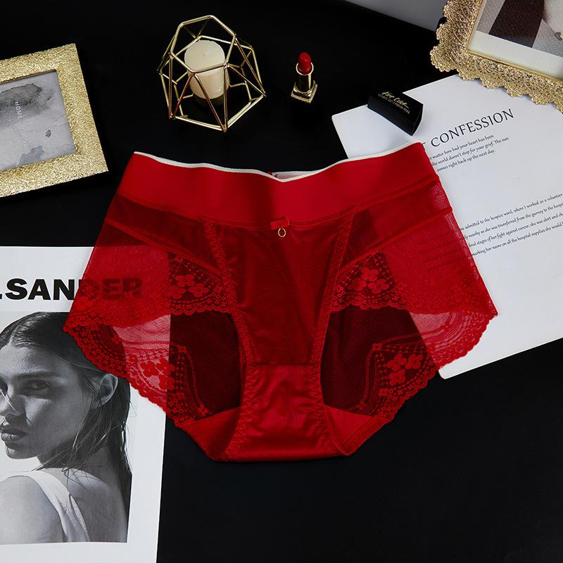 Dámské kalhotky sexy spodní prádlo s vysokým pasem Špičkové krajkové kalhotky