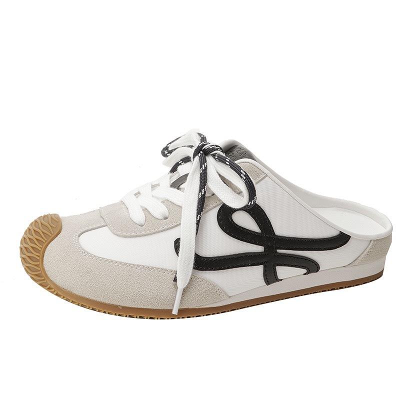 Sheepskin Wang Yibo Same Shoes, Leather Inner Height Increase Bag Head Half Slippers Women's Pair Lace-up Bag Head Casual Moral Training Shoes
