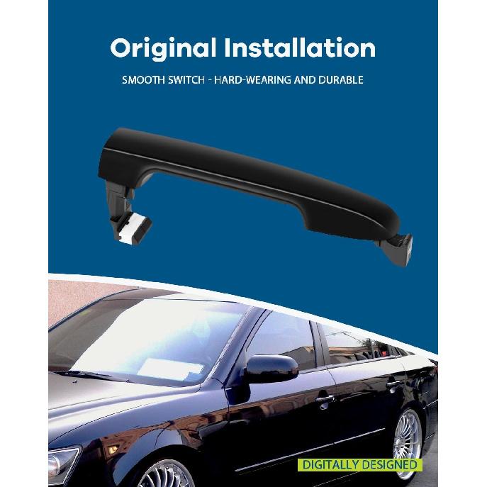 LUJUNTEC Door Handle Compatible for Hyundai Sonata 2005 2006 2007 2008 2009 2010 82651-3K000 826513K000 Outside Exterior Black Front Driver Passenger