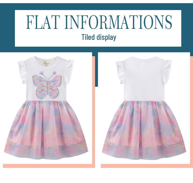 Girls' Lace Dress - Spring/Summer 2026 Collection, European/American Style, Short Sleeve Soft Gauze